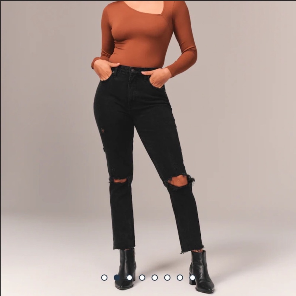 A&F High Rise Skinny Jeans - Ripped Black Wash